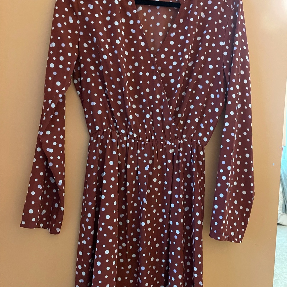 All In Favor polka dot light long sleeve v neck